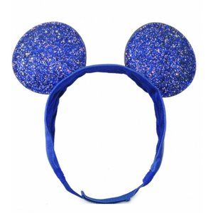 Disney Parks Blue Sparkle Wishes Minnie Ears Adjustable Headband